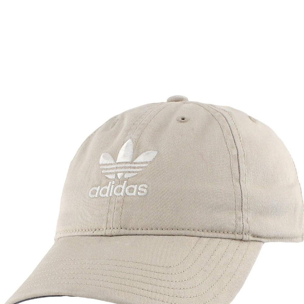 Adidas Tan and White Trefoil Dad Hat